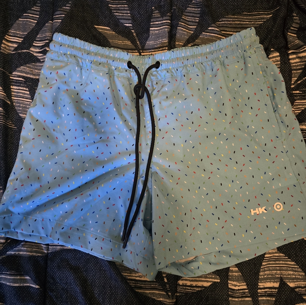 Humankind Light Blue Swim Shorts with Pattern